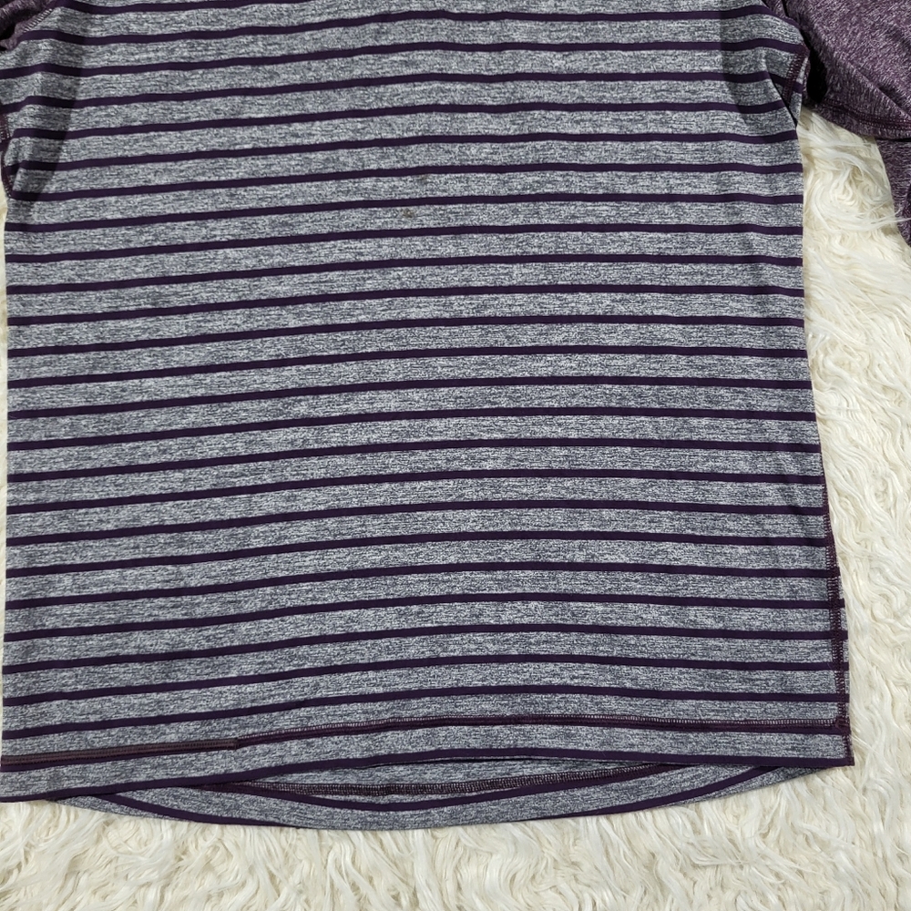 Lululemon Surge Warm 1/4 Zip Pullover Yachtie Stripe Heathered Grey Purple Large - Picture 5 of 16